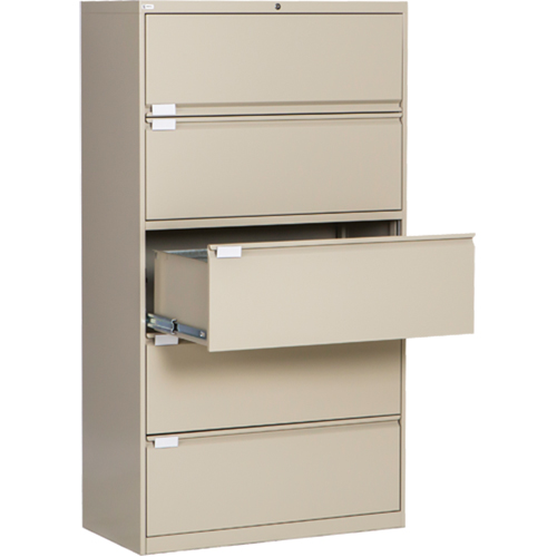 Classeur lat&eacute;ral, Acier, 5 tiroirs, 36" la x 18" p x 65-1/2" h, Beige Duraquip Inc