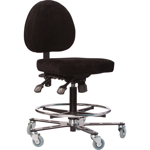 TF180 Welding Grade Ergonomic Stools, Suede, Black, 300 lbs. Capacity Duraquip Inc