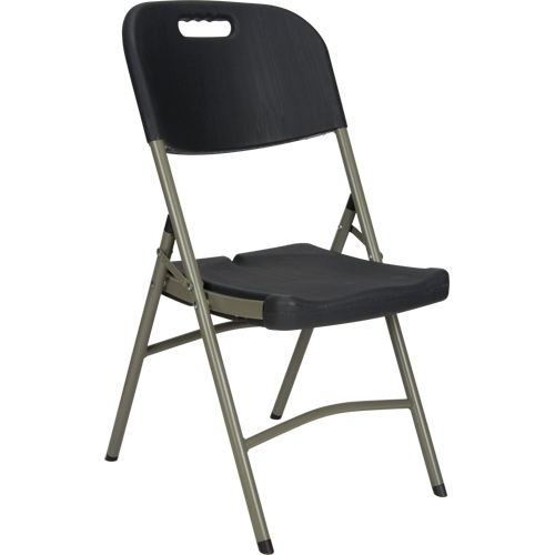 Chaise pliante, Poly&eacute;thyl&egrave;ne, Noir, Capacit&eacute; 350 lb Duraquip Inc