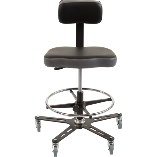 TF160 Industrial Grade Ergonomic Chair, Mobile, Adjustable, 20-1/2" - 28-1/2", Vinyl Seat, Black/Grey Duraquip Inc