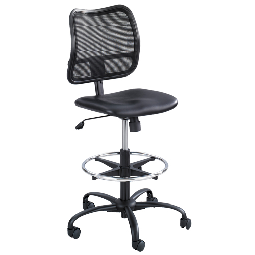 Vue Ergonomic Stool, Vinyl, Black, 250 lbs. Capacity Duraquip Inc