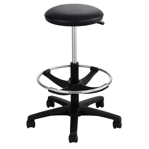 Extended-Height Stool, Drafting, Adjustable, 22" - 32", Vinyl Seat, Black Duraquip Inc