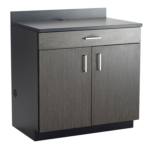 Modular Base Cabinet, Melamine, 39" H x 36" W x 25" D, Asian Night/Black Duraquip Inc