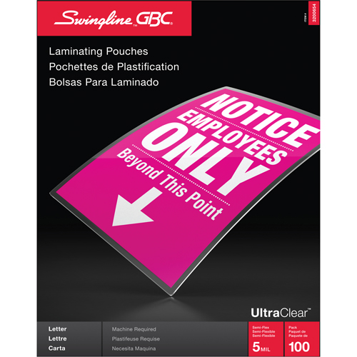 Pochettes lamin&eacute;es pour lettres Swingline UltraClear Duraquip Inc