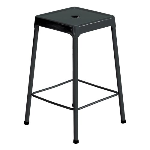 Counter Stool, Stationary, Fixed, 25", Steel Seat, Black Duraquip Inc