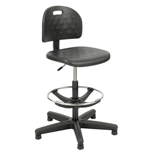 Soft Tough Stool, Stationary, Adjustable, 29" - 49", Polyurethane Seat, Black Duraquip Inc