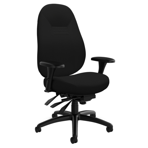 Medium Back Comfort Chair, Polyester, Black, 300 lbs. Capacity Duraquip Inc