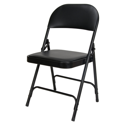 Vinyl Padded Folding Chair, Steel, Black, 300 lbs. Weight Capacity Duraquip Inc