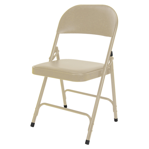 Vinyl Padded Folding Chair, Steel, Beige, 300 lbs. Weight Capacity Duraquip Inc