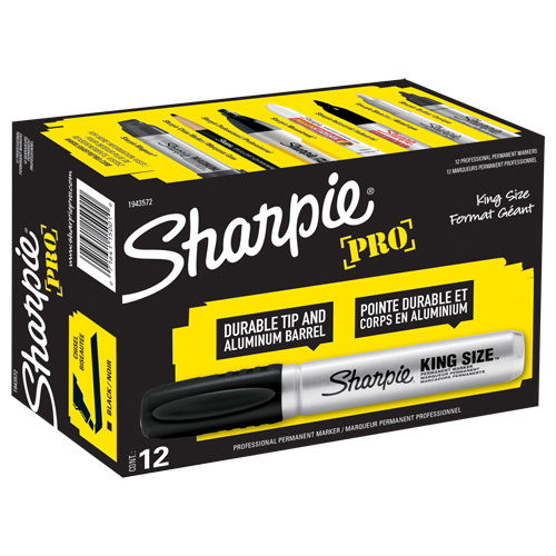 Marqueur permanent King Size, Noir, Pointe Ciseau Duraquip Inc