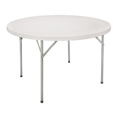 Folding Table, Round, 48" L x 48" W, Polyethylene, White Duraquip Inc