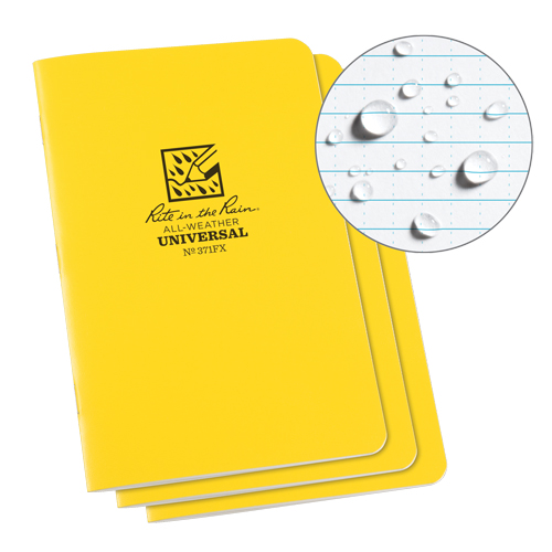 All-Weather Notebook, Soft Cover, Yellow, 48 Pages, 4-5/8" W x 7" L Duraquip Inc