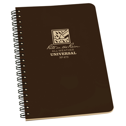 Side-Spiral Notebook, Soft Cover, Brown, 64 Pages, 4-5/8" W x 7" L Duraquip Inc