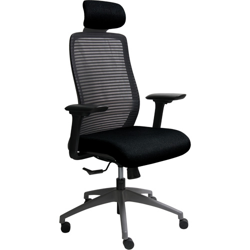 Era Series Adjustable Office Chair with Headrest, Fabric/Mesh, Black, 275 lbs. Capacity Duraquip Inc
