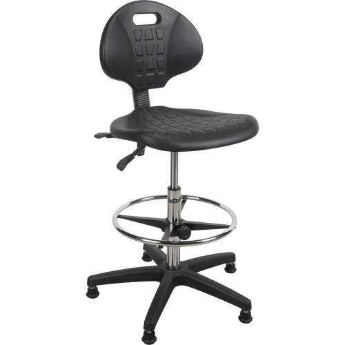 Tabouret robuste et ergonomique, Stationnaire, Ajustable, 39” - 48”, Polyur&eacute;thane Si&egrave;ge, Noir Duraquip Inc