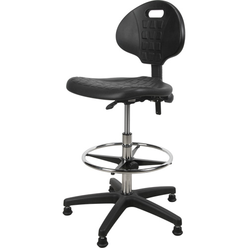 Tabouret robuste et ergonomique, Stationnaire, Ajustable, 39” - 48”, Polyur&eacute;thane Si&egrave;ge, Noir Duraquip Inc