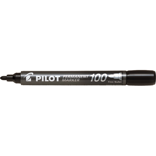 Pilot 100 Permanent Marker, Bullet, Black Duraquip Inc