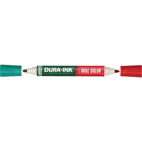 Marqueur &agrave; encre permanente et double couleur Markal Dura-Ink, Ronde, Vert/Rouge Duraquip Inc