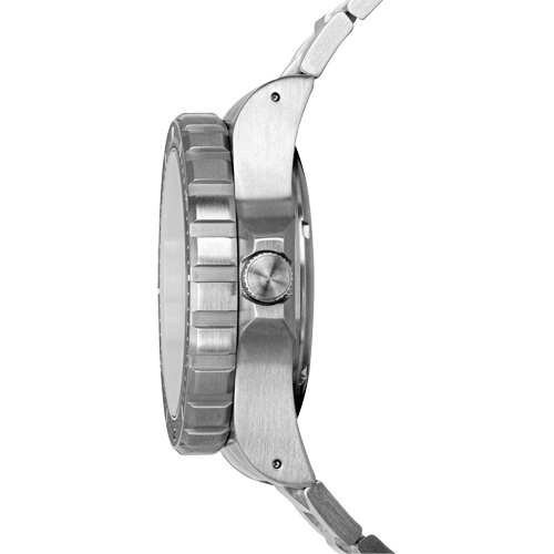 Tr&egrave;s grande montre automatique avec jour/date avec bracelet en acier inoxydable, Num&eacute;rique, &agrave; piles, 46 mm, Argent Duraquip Inc