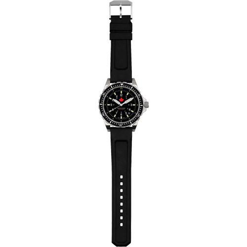 Tr&egrave;s grande montre &agrave; quartz pour plongeur avec feuille d'&eacute;rable rouge, Num&eacute;rique, &agrave; piles, 46 mm, Noir Duraquip Inc