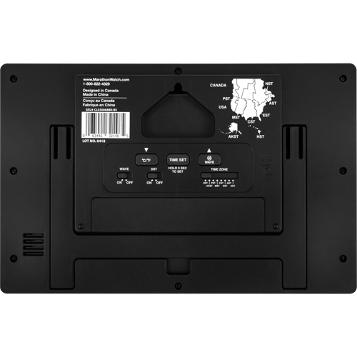 Self-Setting & Self-Adjusting Wall Clock with Stand, Digital, Battery Operated, Black Duraquip Inc