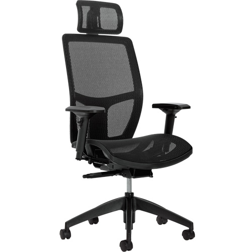 Format+ High-Back Weight-Sensing Synchro-Tilter with Headrest, Mesh, Black, 300 lbs. Capacity Duraquip Inc