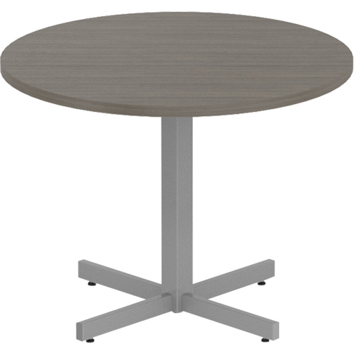 Newland Height-Adjustable Round Table, 36" L x 36" W x 29" H, 1" Top, Laminate, Brown Duraquip Inc