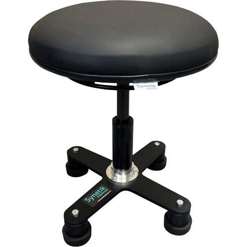 Omnistool Ergonomic Stool, Mobile, Adjustable, Vinyl Seat, Black Duraquip Inc