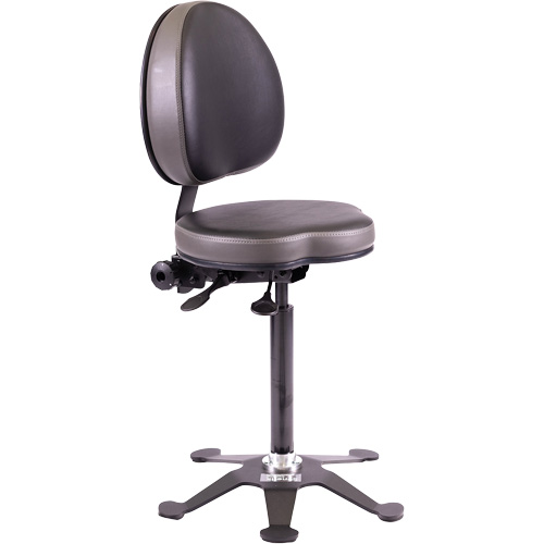 TA190 Ergonomic Industrial Stool, Stationary, Adjustable, Vinyl Seat, Black Duraquip Inc