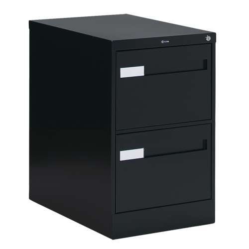 Vertical Filing Cabinet with Recessed Drawer Handles, 2 Drawers, 18.15" W x 26.56" D x 29" H, Black Duraquip Inc