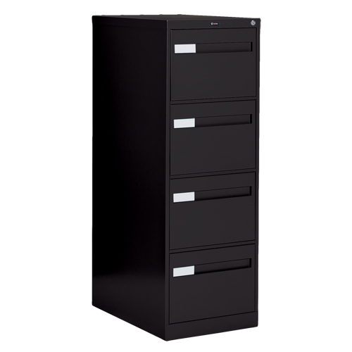 Vertical Filing Cabinet with Recessed Drawer Handles, 4 Drawers, 18.15" W x 26.56" D x 52" H, Black Duraquip Inc