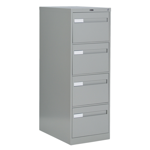 Vertical Filing Cabinet with Recessed Drawer Handles, 4 Drawers, 18.15" W x 26.56" D x 52" H, Grey Duraquip Inc