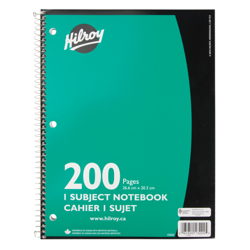 1 Subject Spiral Notebook Duraquip Inc