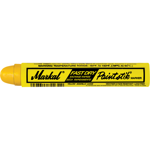 Fast Dry Paintstik&reg; Paint Marker -50° to 150°F, Solid Stick, Yellow Duraquip Inc