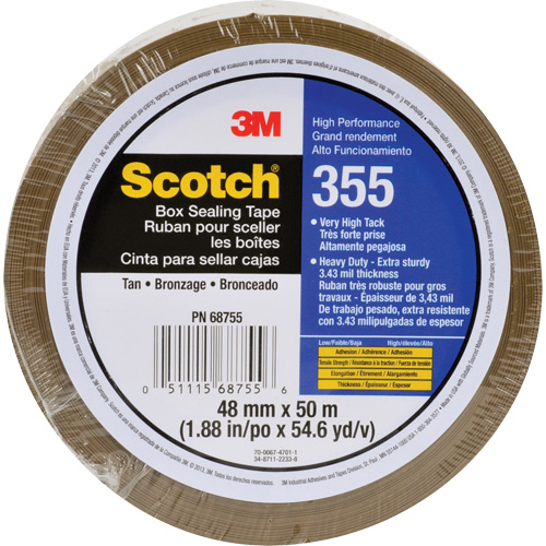 Ruban d'emballage Scotch 355, Adh&eacute;sif Thermofusible, 3,4 mils, 48 mm (1-22/25") x 50 m (164') Duraquip Inc