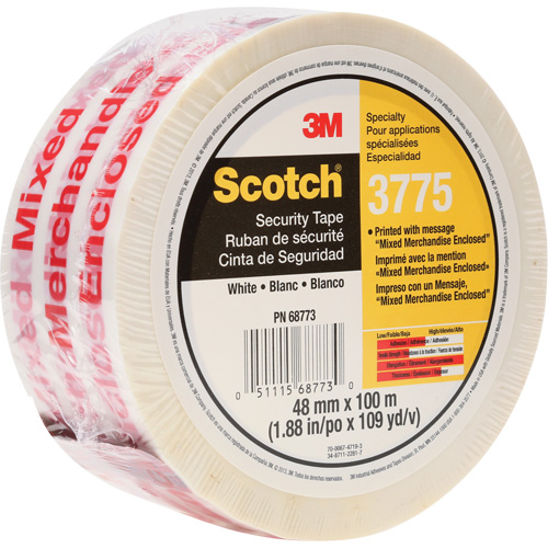 Ruban d'emballage Scotch 3775 avec message, Adh&eacute;sif Thermofusible, 2 mils, 48 mm (1-22/25") x 100 m (328') Duraquip Inc