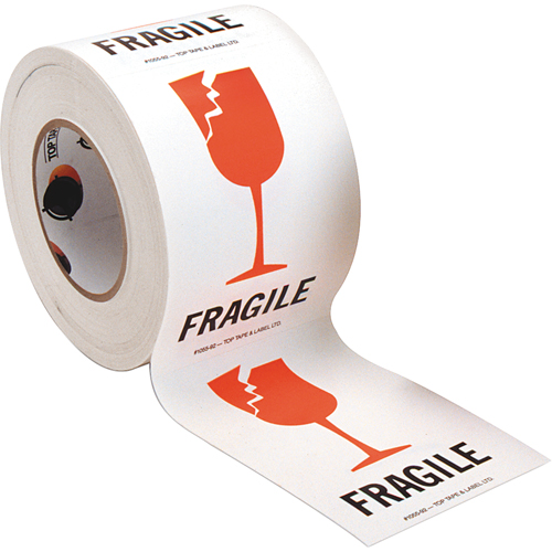 &eacute;tiquettes pour traitement sp&eacute;cial Fragile, 6" lo x 4" la, Rouge/blanc Duraquip Inc