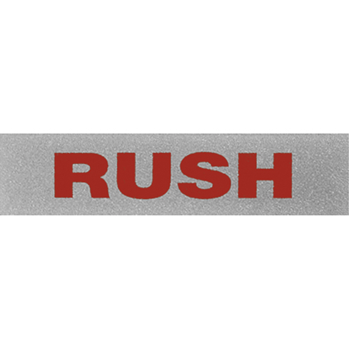 "Rush" Special Handling Labels, 5" L x 2" W, Black on Red Duraquip Inc