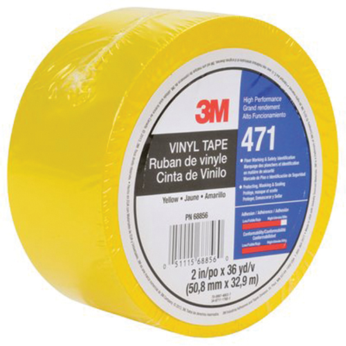 Ruban en vinyle 471, 50,8 mm (2") la x 32,9 m (108') lo, 5,3 mils, Jaune Duraquip Inc