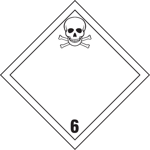 TDG Shipping Labels, Class 6.1, Toxic Substances, Vinyl Duraquip Inc