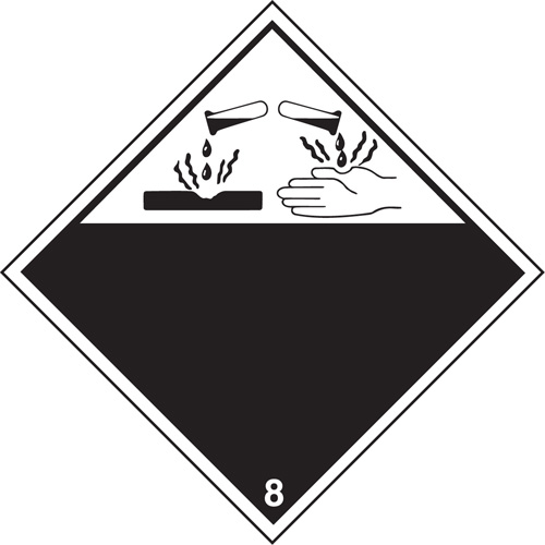 TDG Shipping Labels, Class 8, Corrosives, Vinyl Duraquip Inc