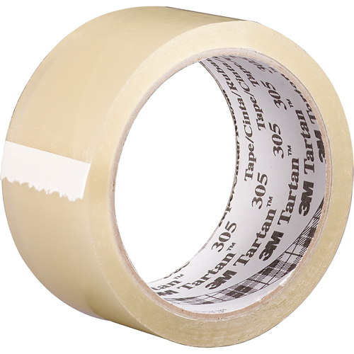 Tartan 305 Box Sealing Tape, Acrylic Adhesive, 1.6 mil, 48 mm (2") x 100 m (328') Duraquip Inc