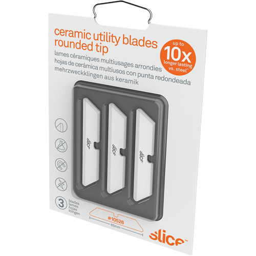Slice Rounded Tip Replacement Blades for Ceramic Utility Knife, Single Style Duraquip Inc