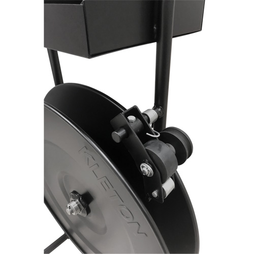 Strapping Dispenser, Polyester/Steel/Polypropylene Straps, 16"/8" Core Dia., 3"/8"/6" Roll Width Duraquip Inc