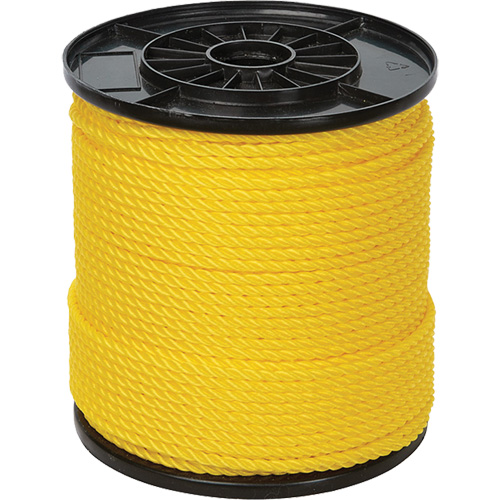 1/4" Yellow Twisted 3-Strand Rope, Polypropylene, 550' Duraquip Inc