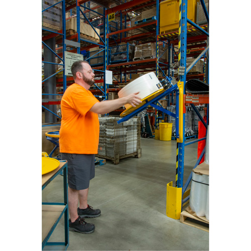 Strapping Dispenser, Polyester/Steel/Polypropylene Straps, 16"/8" Core Dia., 3"/8"/6" Roll Width Duraquip Inc