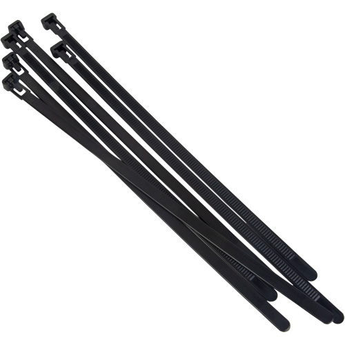 Attache-c&acirc;ble r&eacute;utilisable, Longueur 8", R&eacute;sistance &agrave; la traction 50 lb, Noir Duraquip Inc