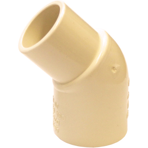 Flowguard Gold 45° Street Elbow Fitting, Spigot x Hub, CPVC, 1/2" Duraquip Inc