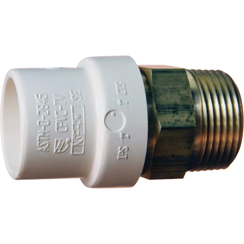 Threaded Pipe Adapter, Hub x MPT, 1" Dia., Brass/CPVC Duraquip Inc