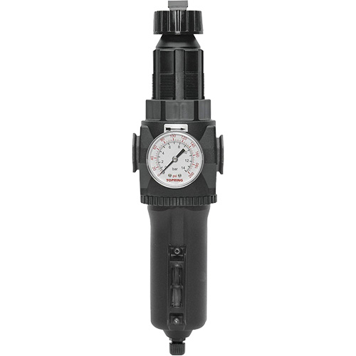 Manual Drain Filter/Regulator with Metal Bowl & Gauge Modulair 400, 1/2" NPT, 200 psi, 9.1 fl. oz. Capacity Duraquip Inc